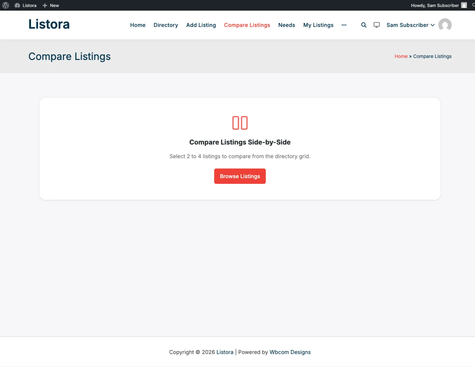Compare Listings - side-by-side comparison table on the modernized 1.0.5 UI