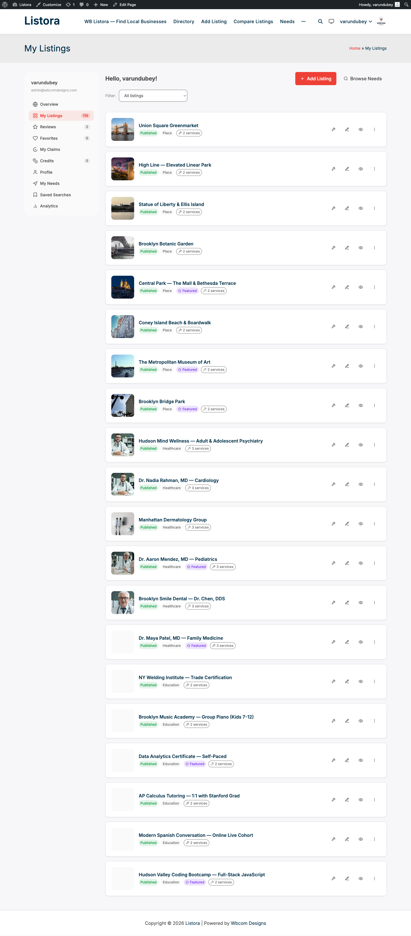 Favorites — screenshot from the modernized 1.0.5 site