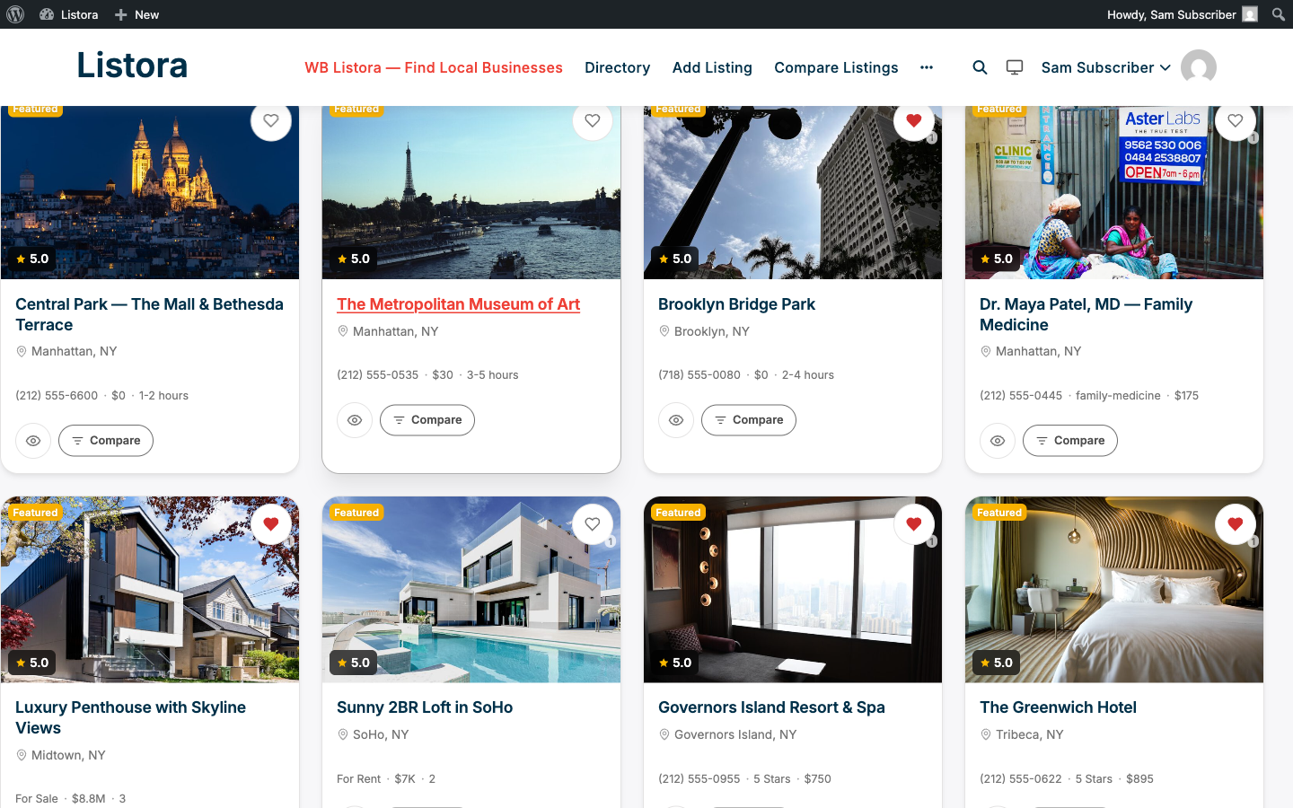 Featured Listings — carousel of featured cards with the modernized 1.0.5 surface treatment