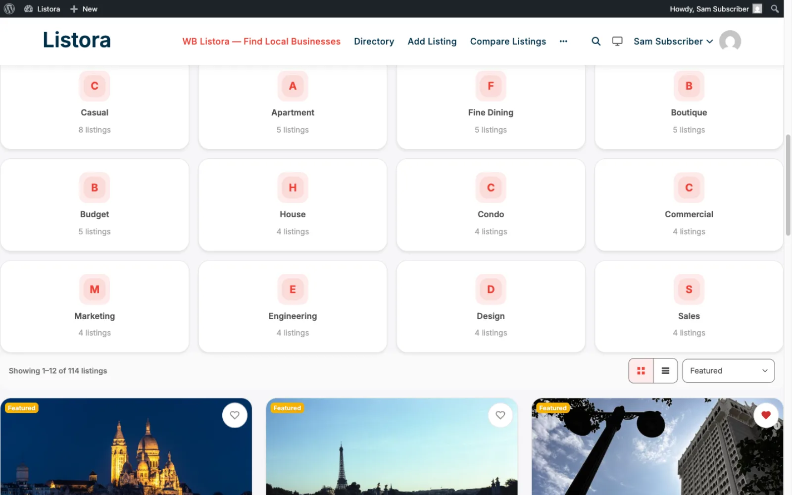 Browse by Category - colorful category tiles with listing counts on the modernized 1.0.5 UI