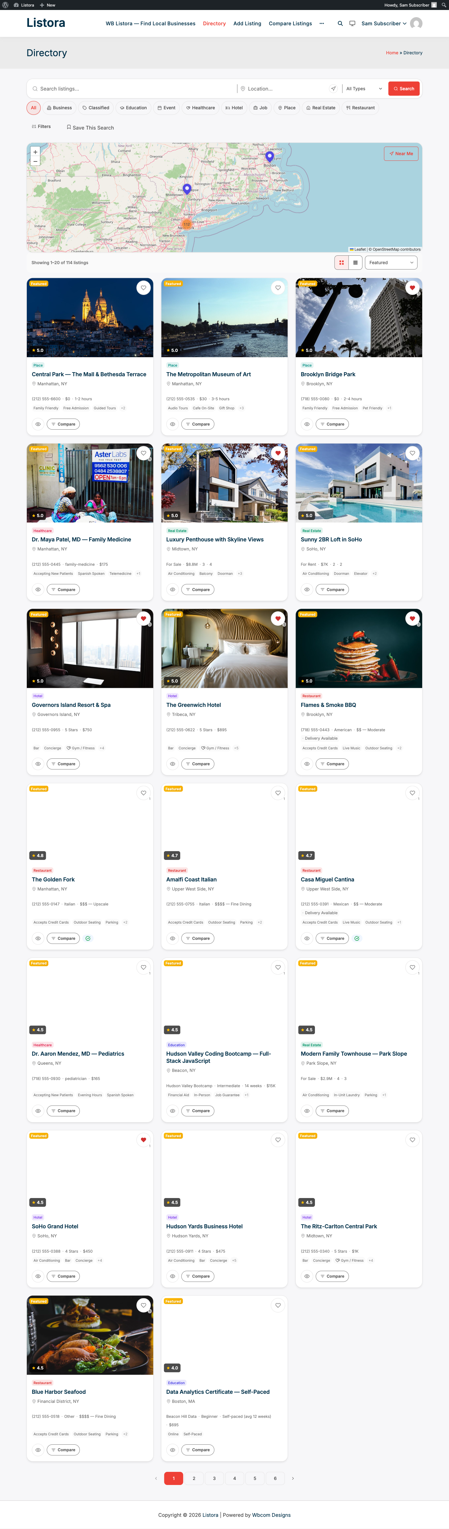Listing Types — screenshot from the modernized 1.0.5 site