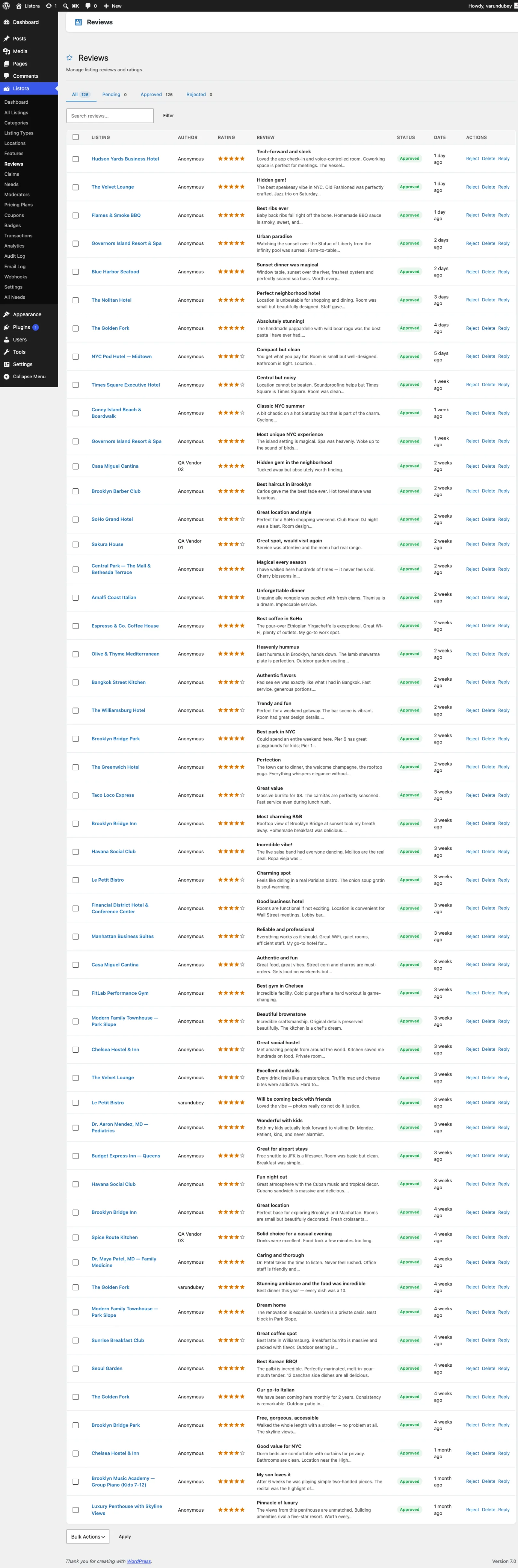 Moderation Queue - bulk-moderate UI with filter chips for type, status, and date