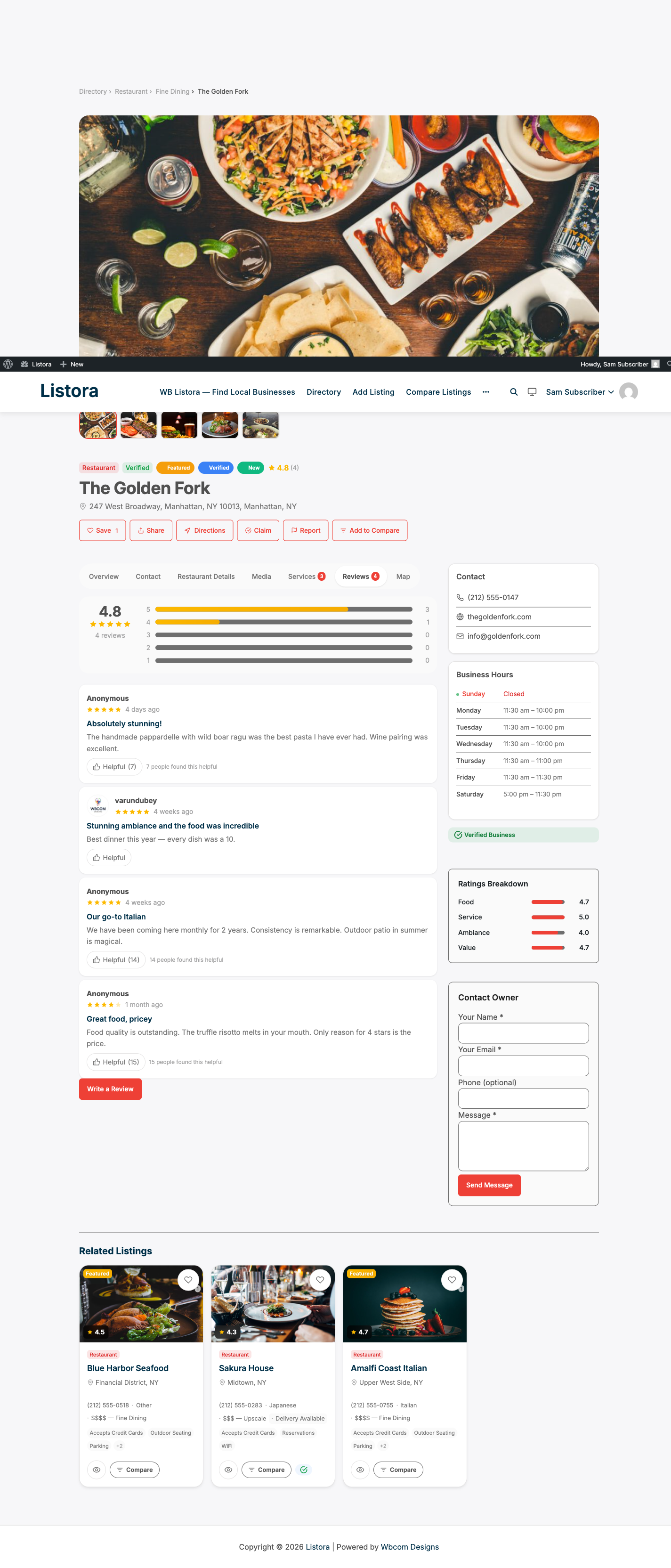 Reviews System — screenshot from the modernized 1.0.5 site