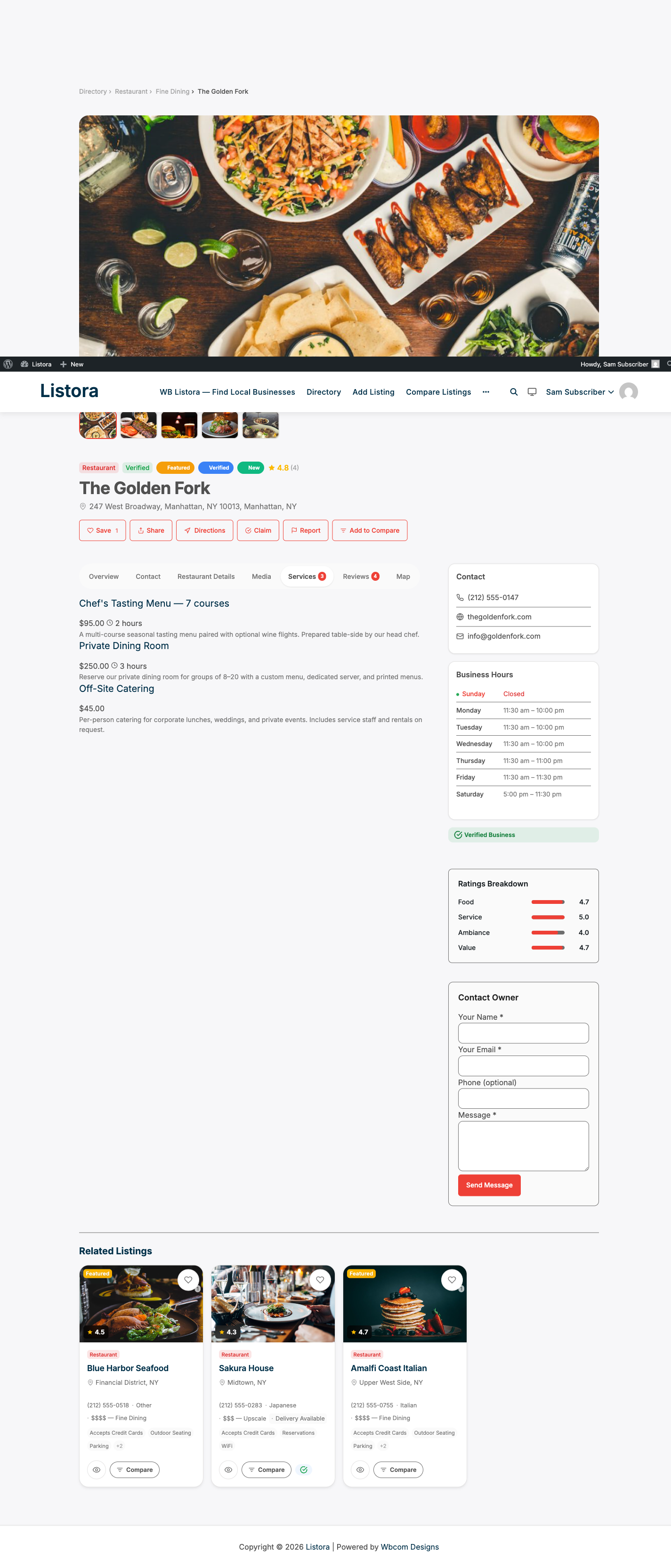 Services Per Listing — screenshot from the modernized 1.0.5 site