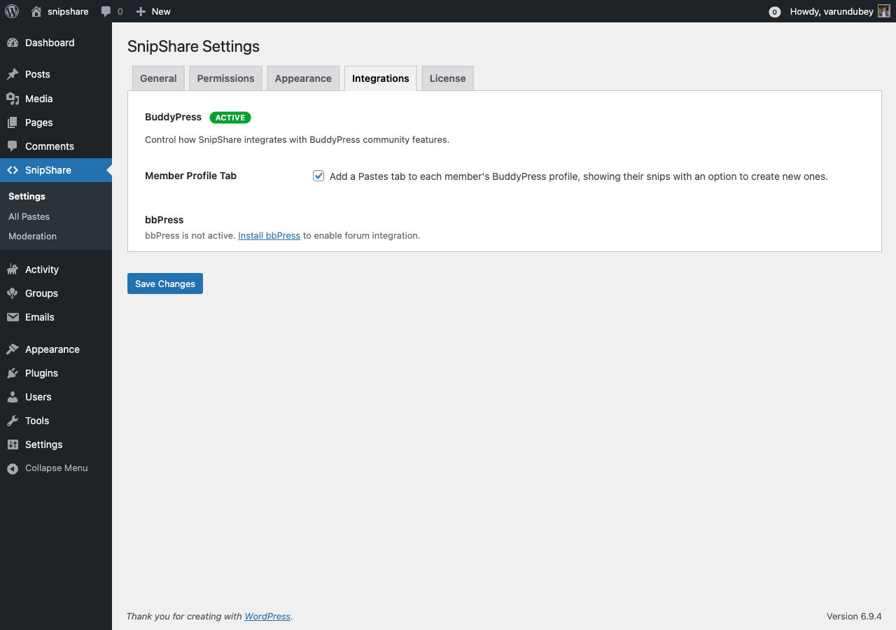 Integrations Settings