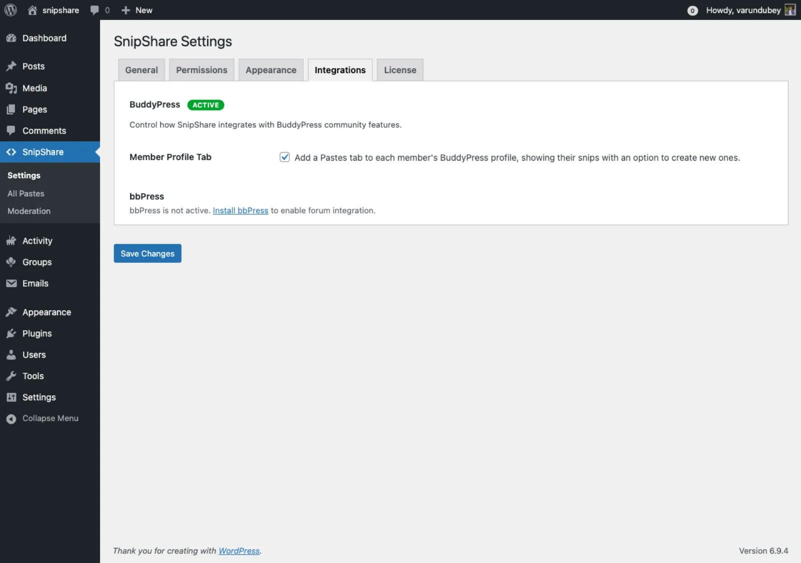 Integrations Settings