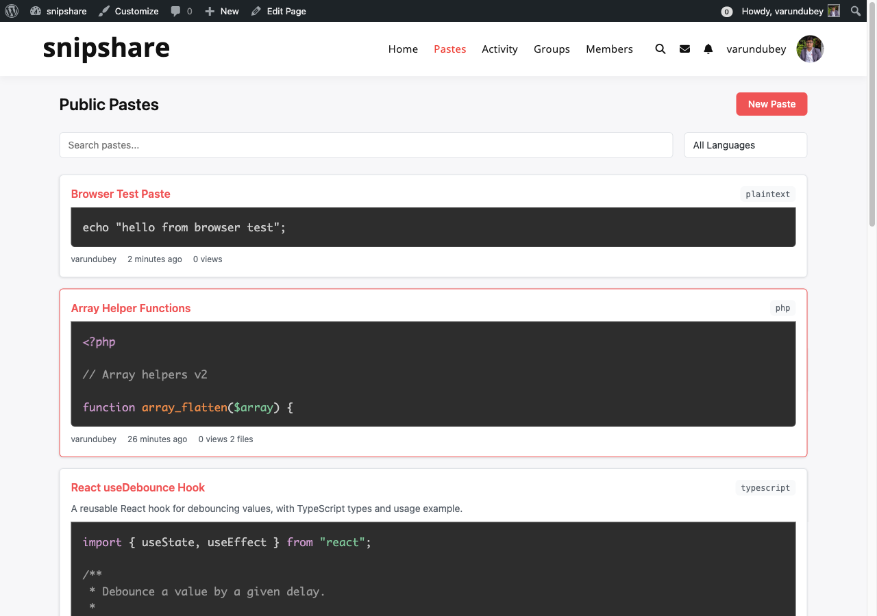 Public pastes archive