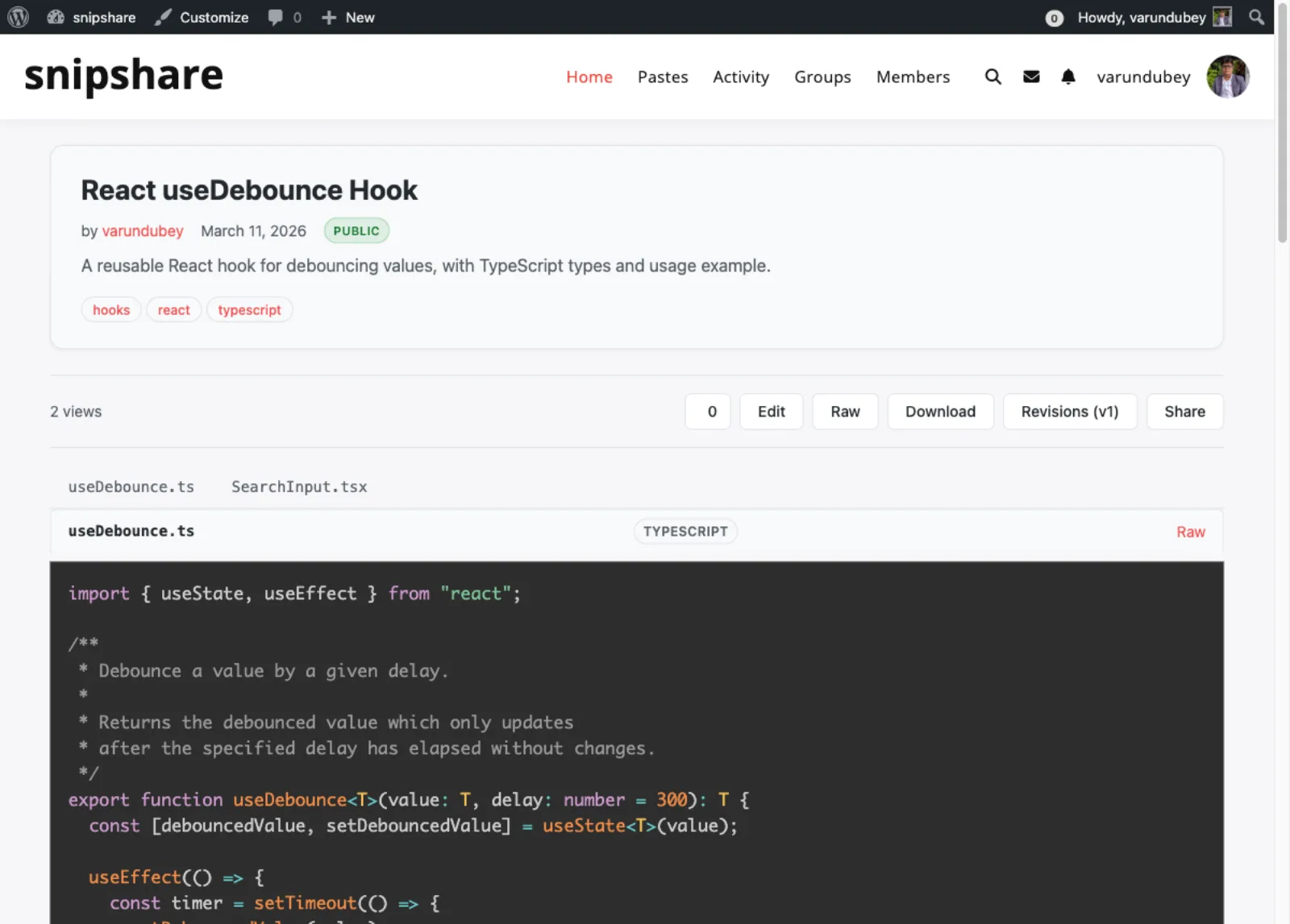 Single paste view with action buttons