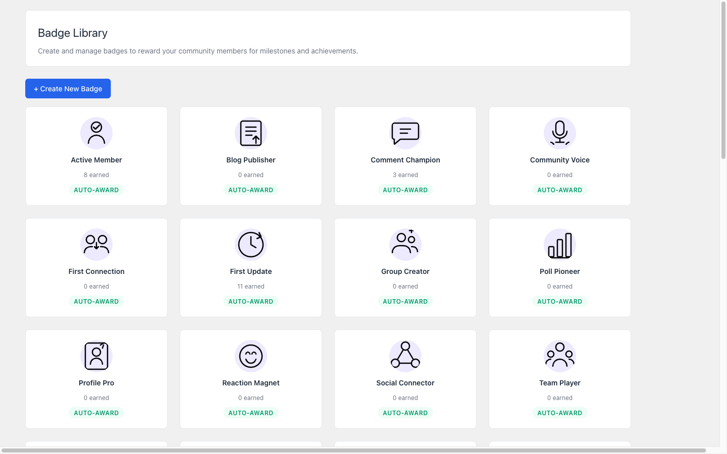 Badge library admin page