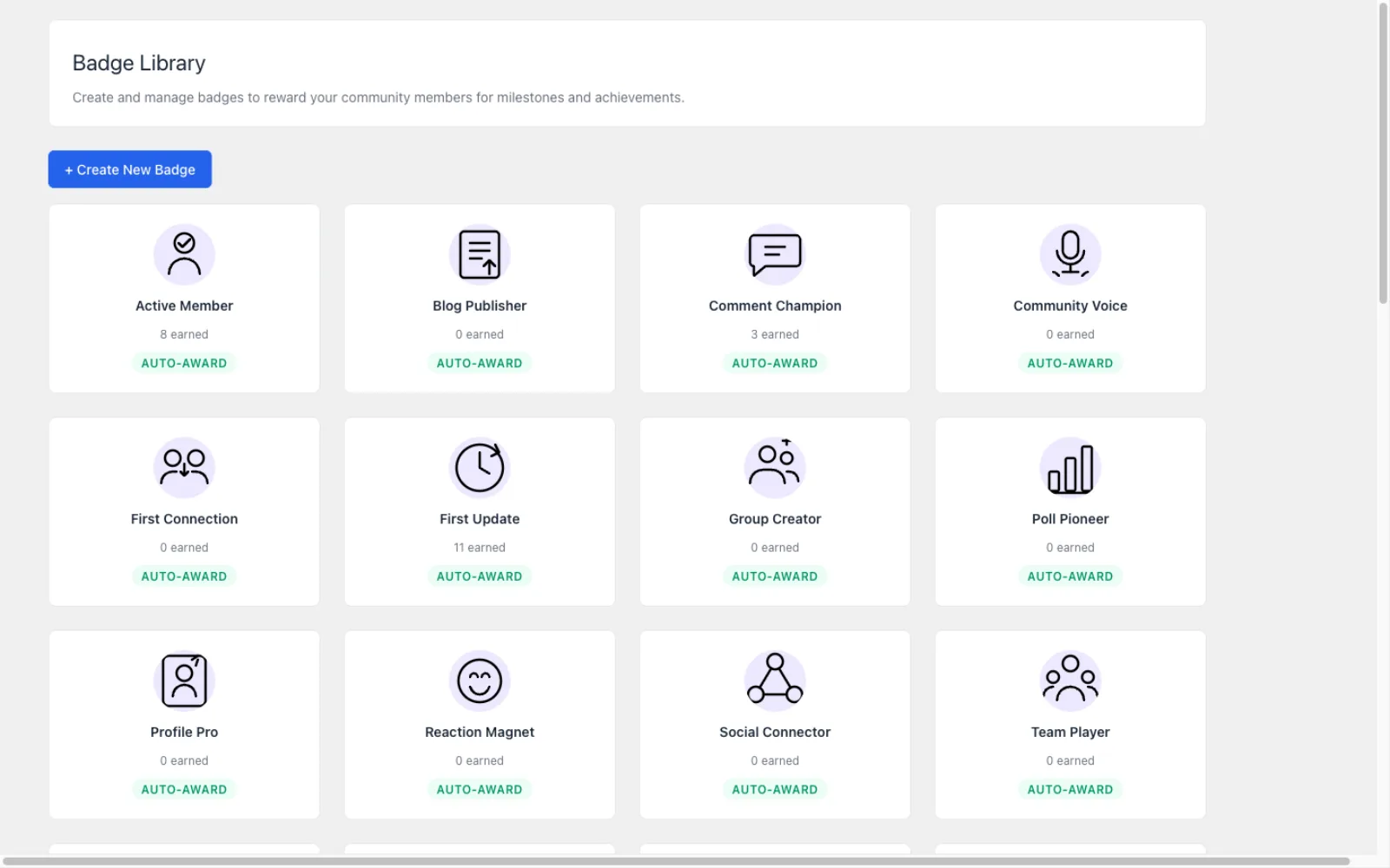 Badge library admin page