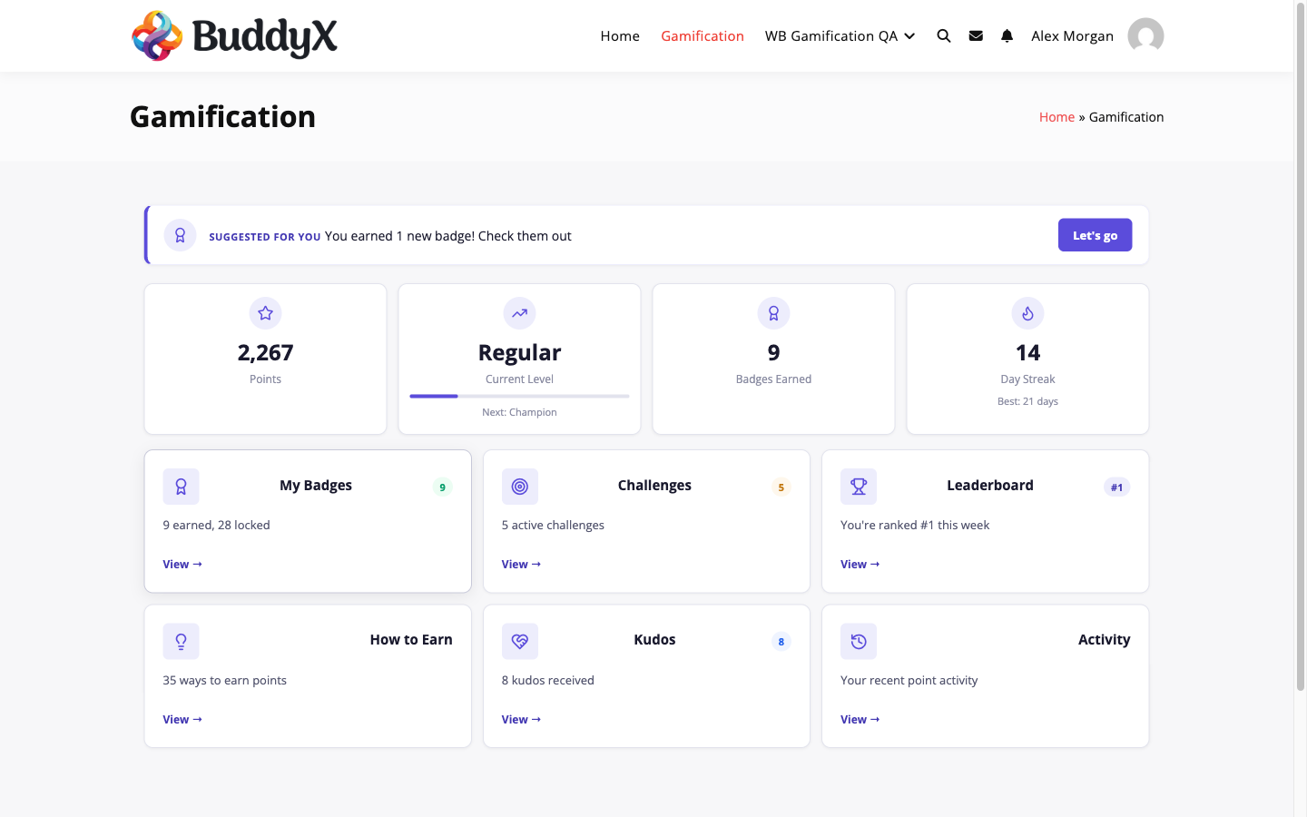 Member hub page
