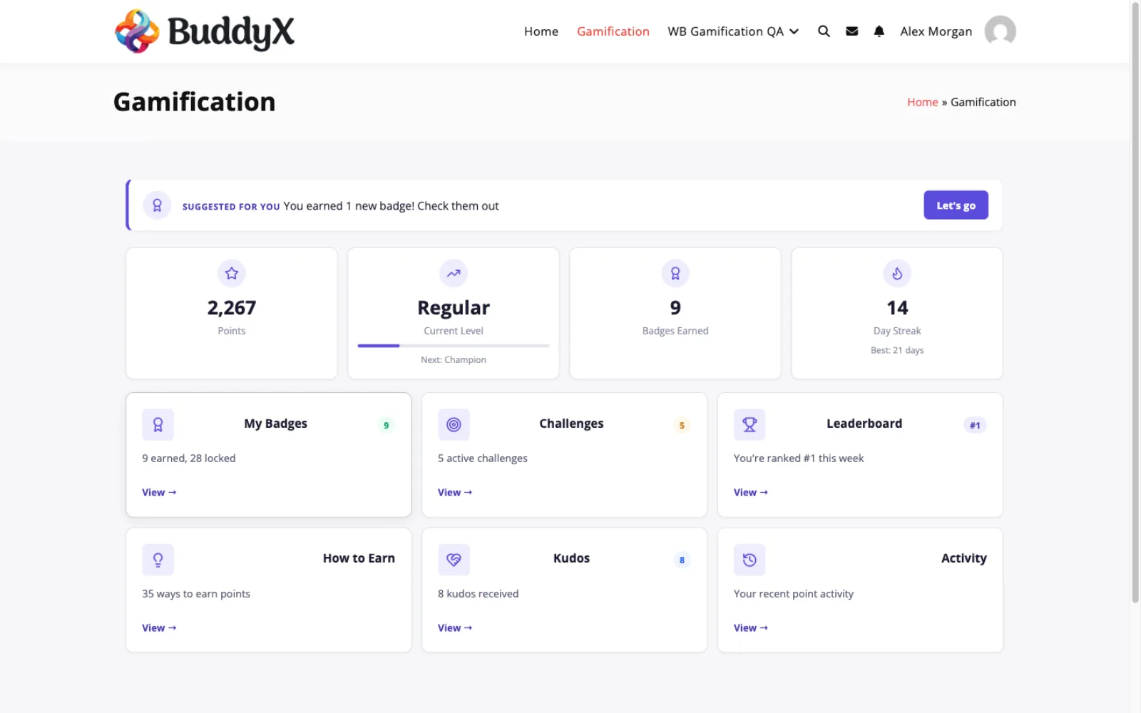 Member hub page