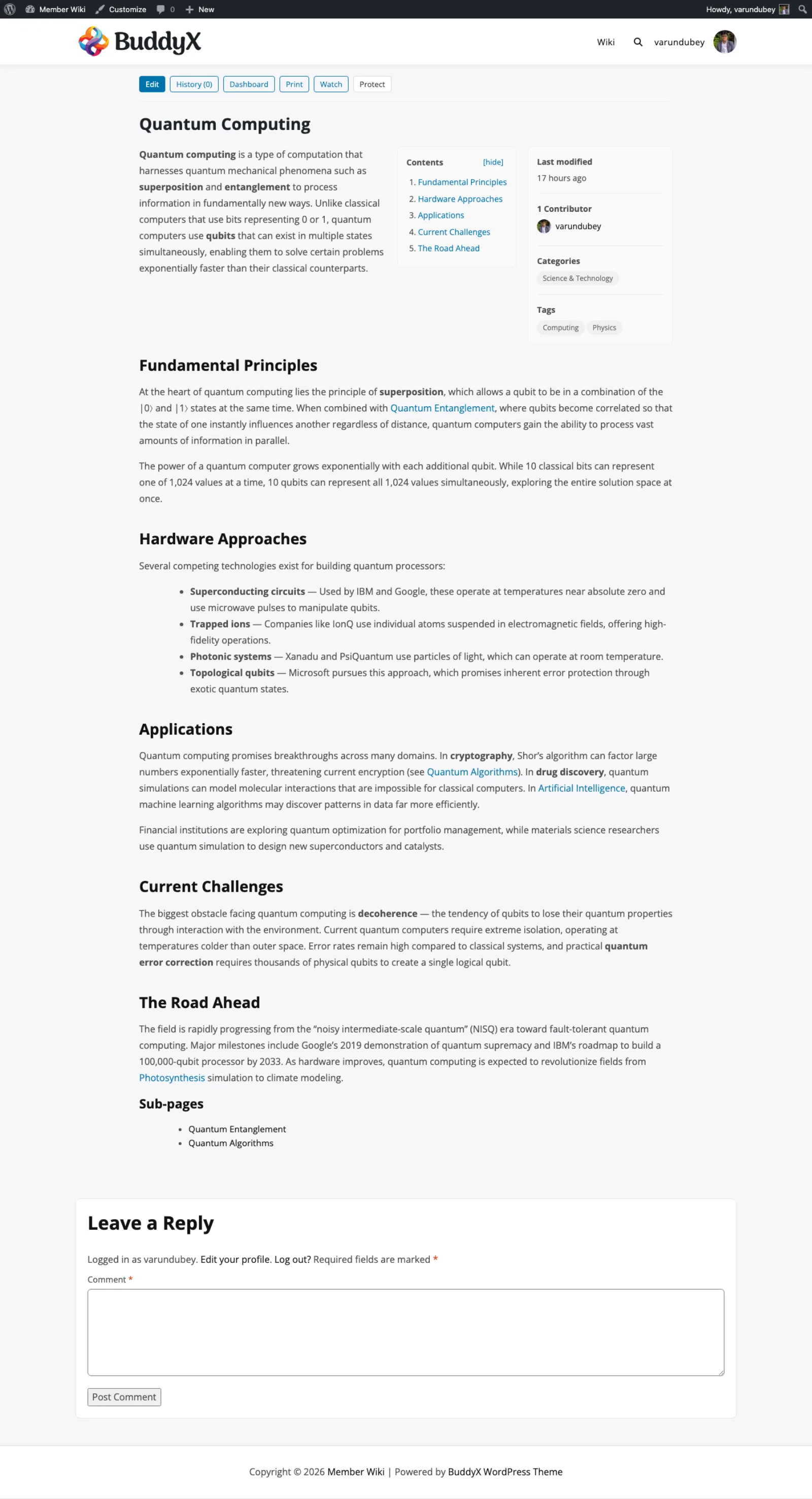 Single wiki page view