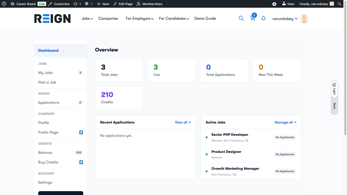 Credit System - Employer Dashboard Credits