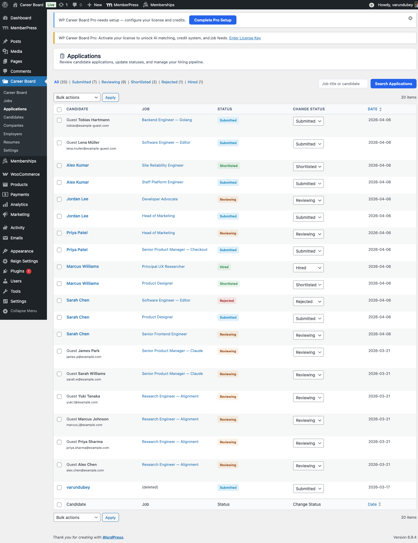 Application Pipeline - Kanban Board