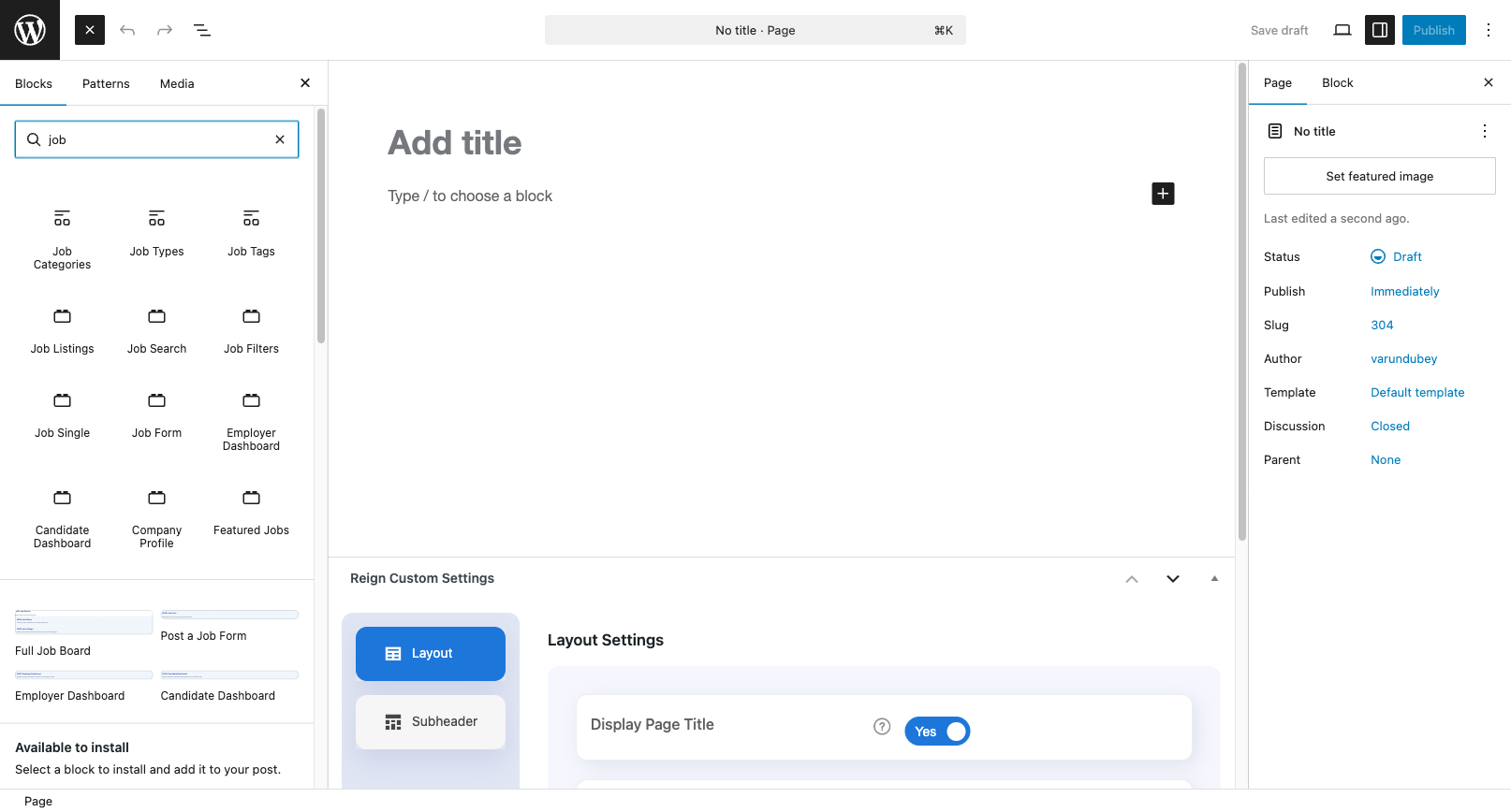 Block Inserter — Career Board Blocks