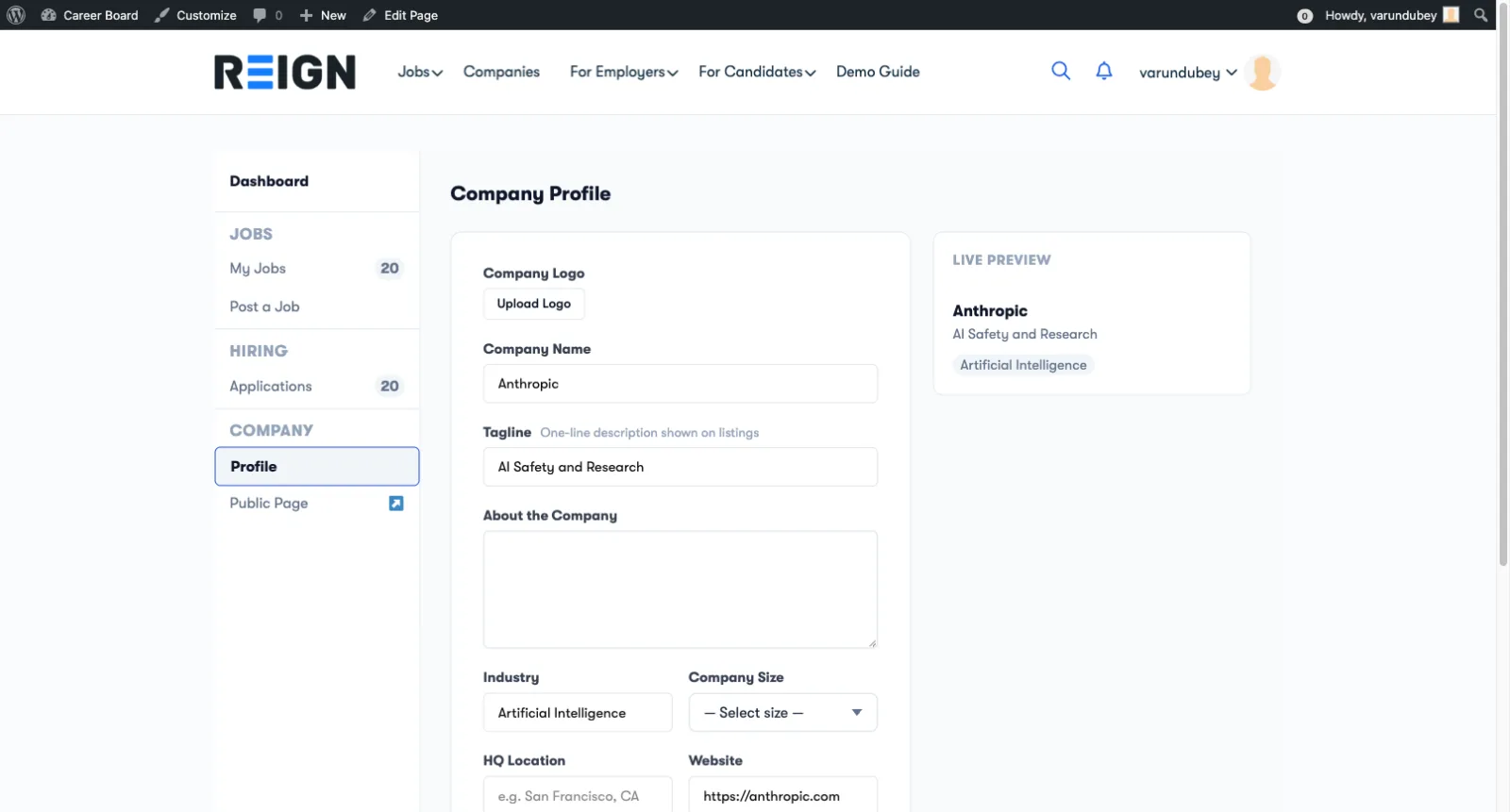 Company Profile - Inline Edit