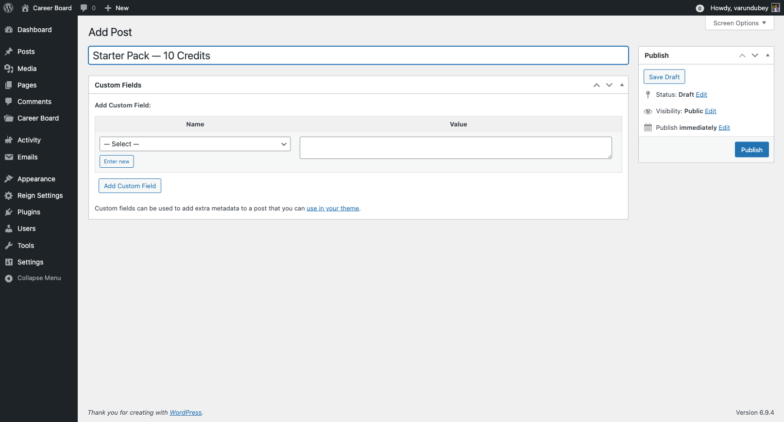 Credit Packages — Add New