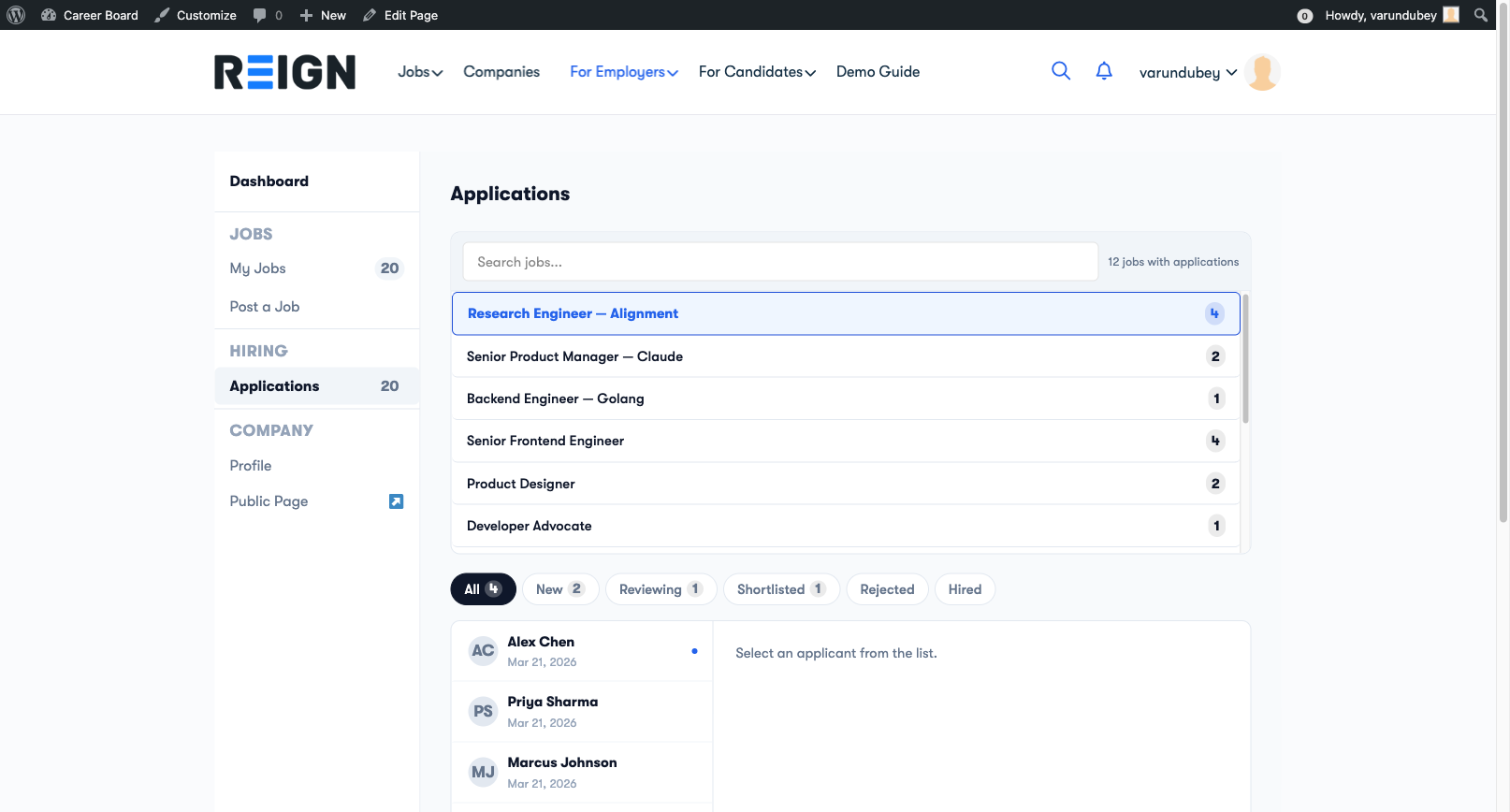 Application review panel