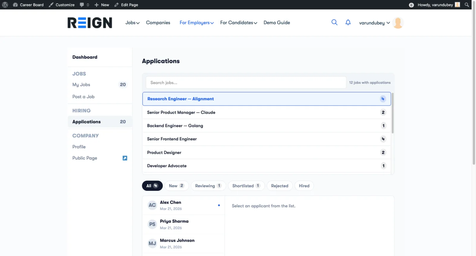 Application review panel