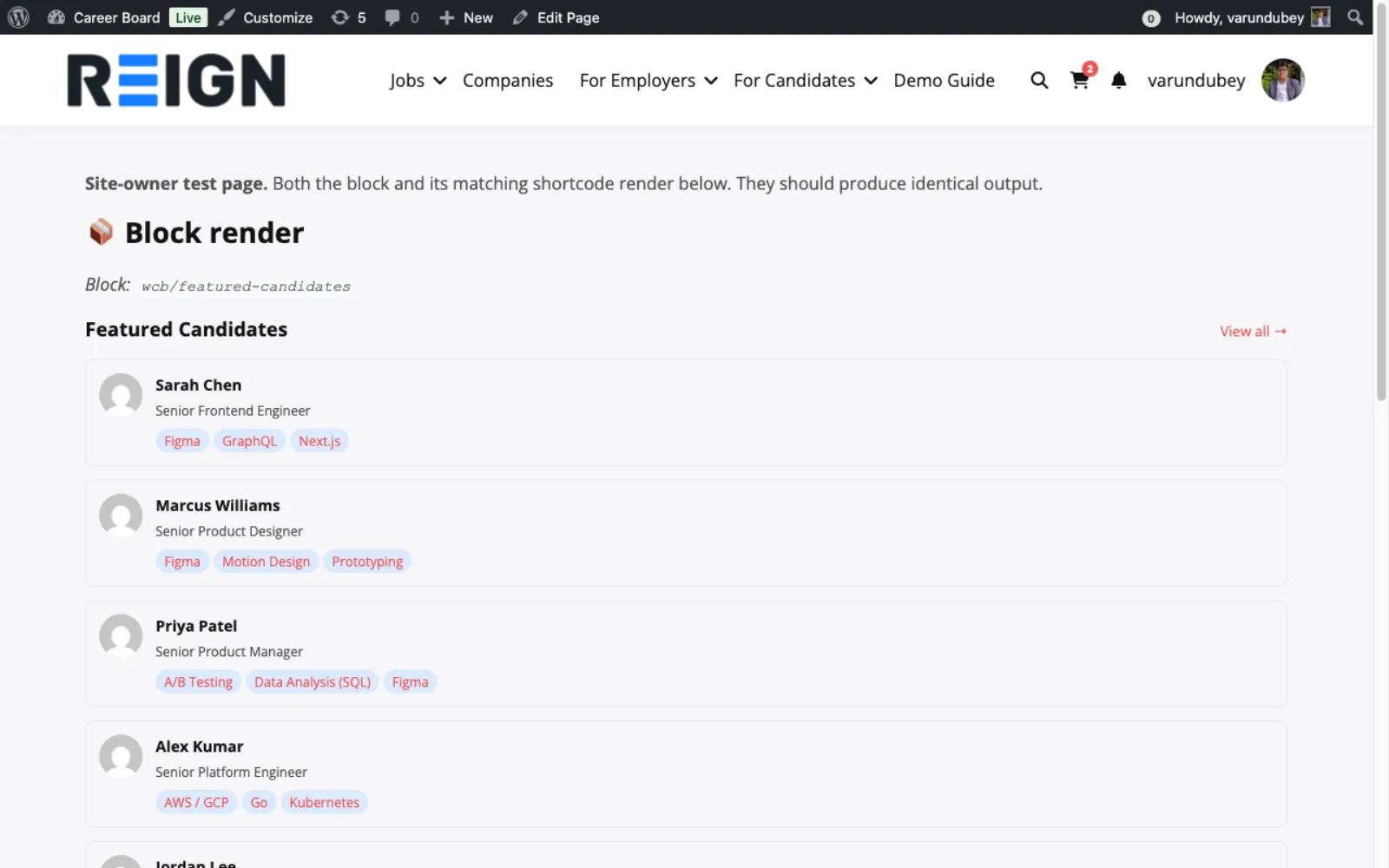 Featured Candidates block