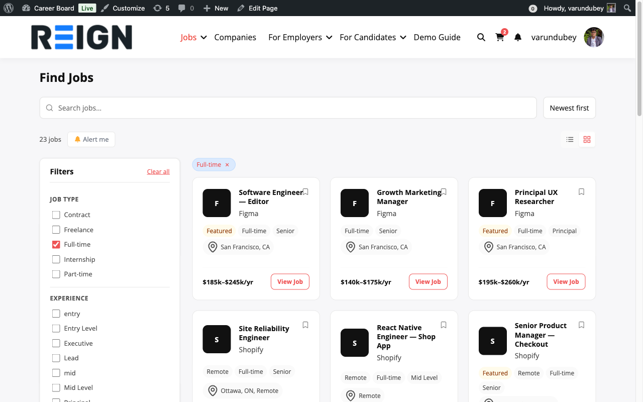 Find Jobs with active filter chip