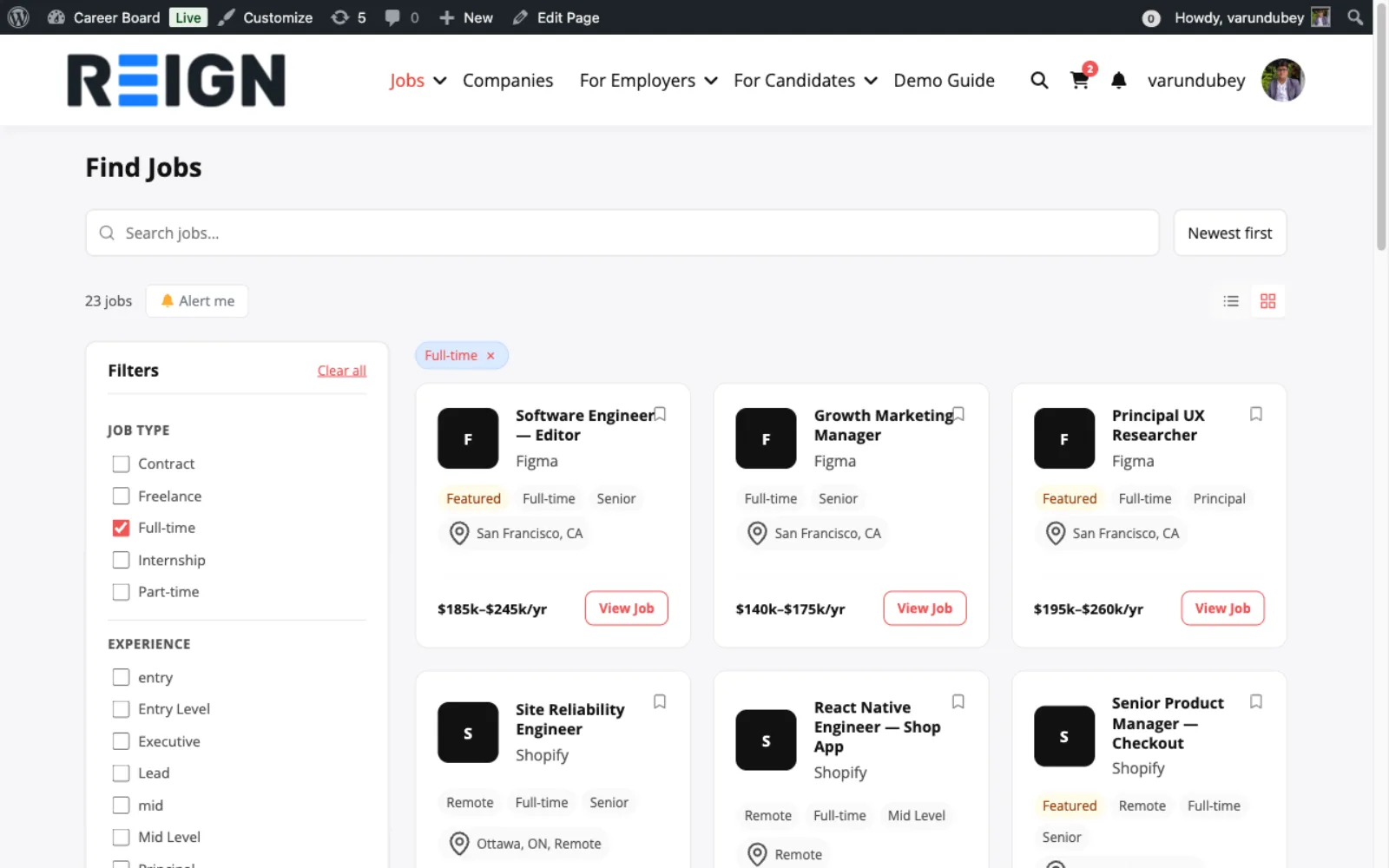 Find Jobs with active filter chip