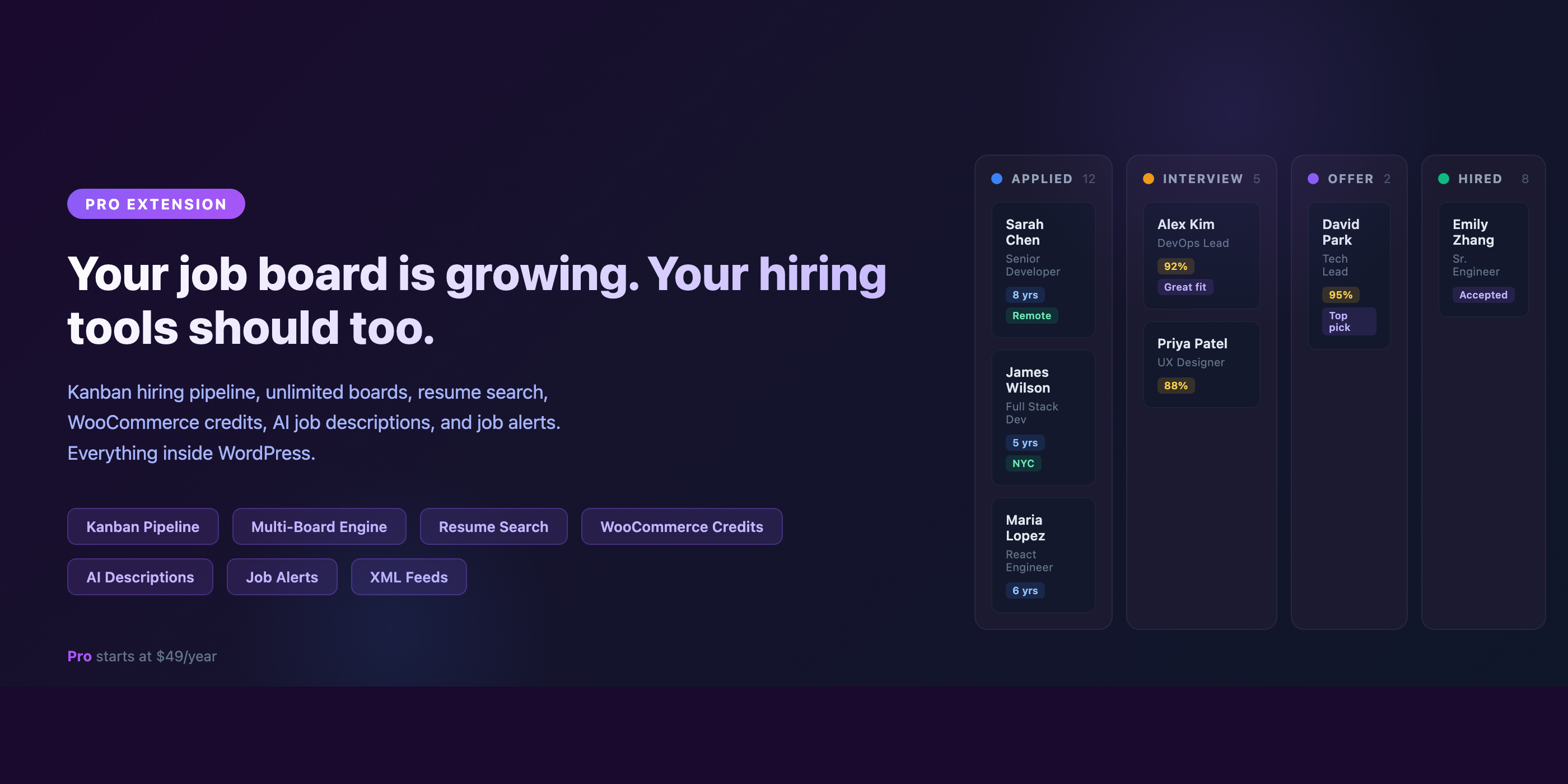 Your job board is growing. Your hiring tools should grow with it. — product screenshot