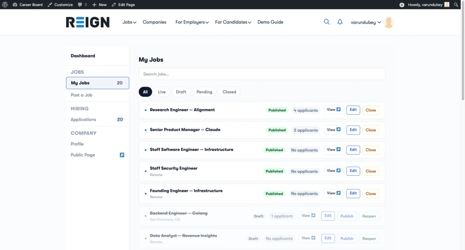 Job Card Actions