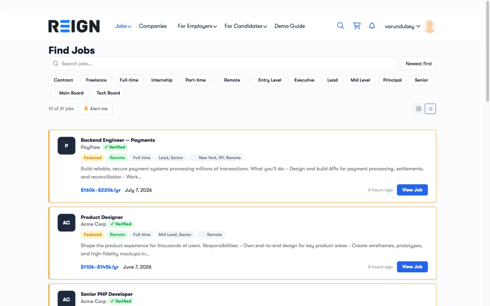 Job Listings Page