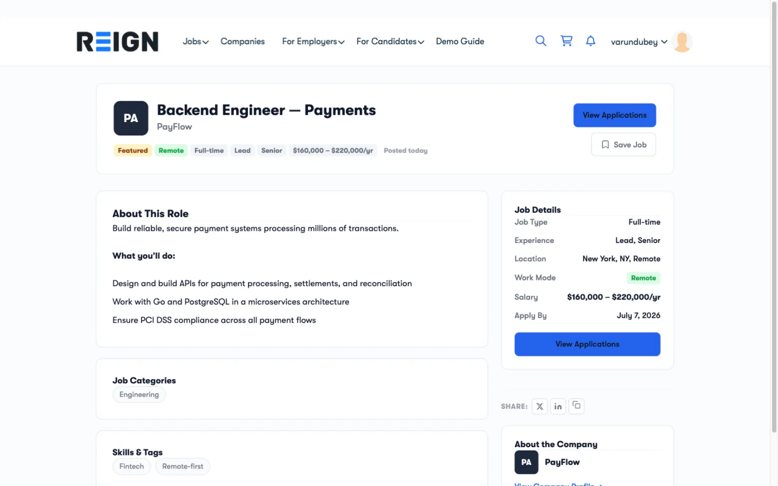 Job single page