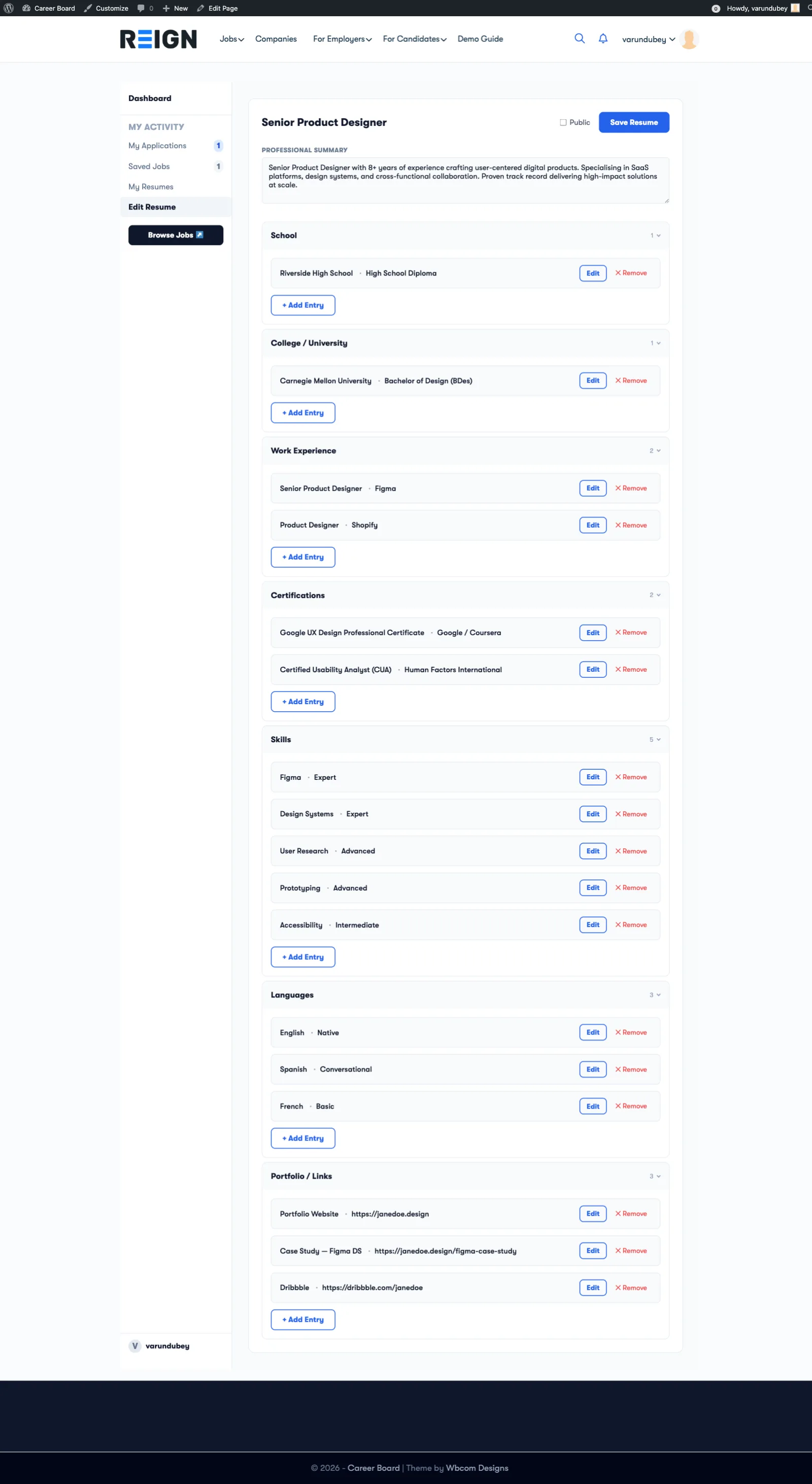 Resume Builder - Full View