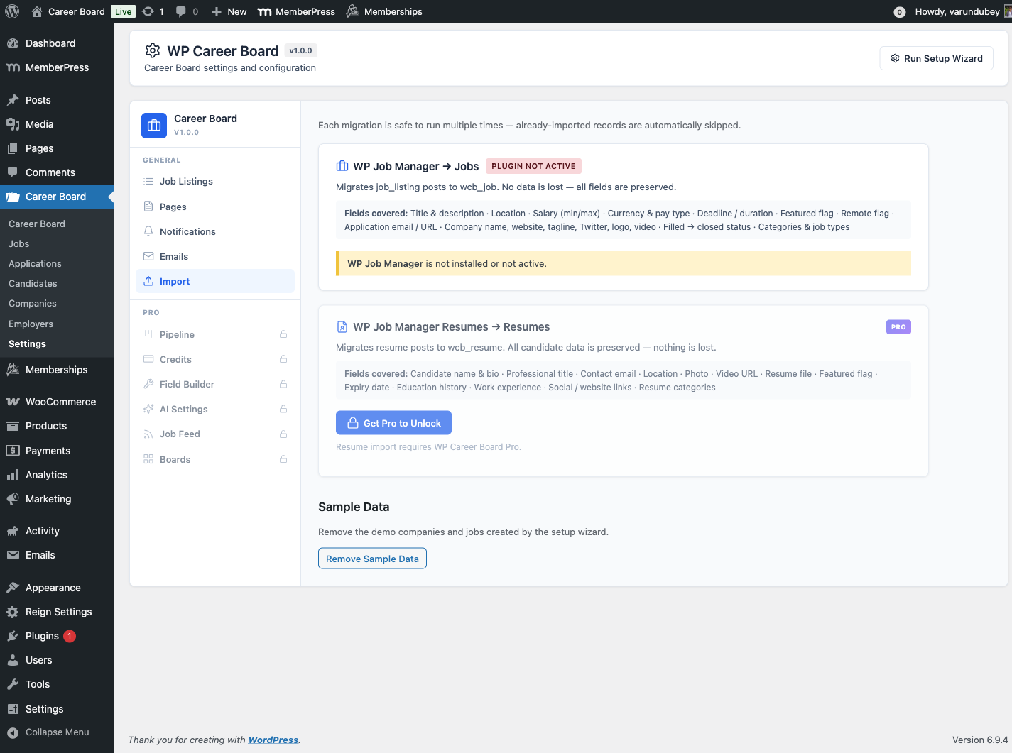 Import Page