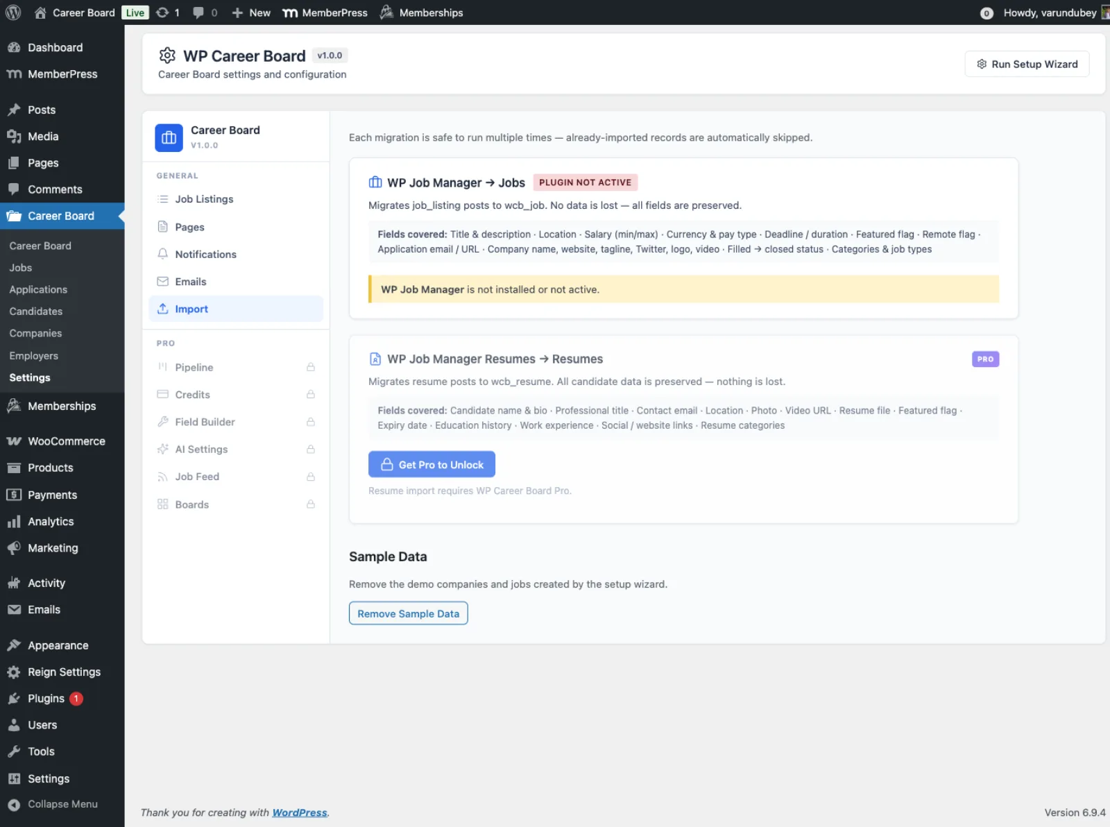 Import Page