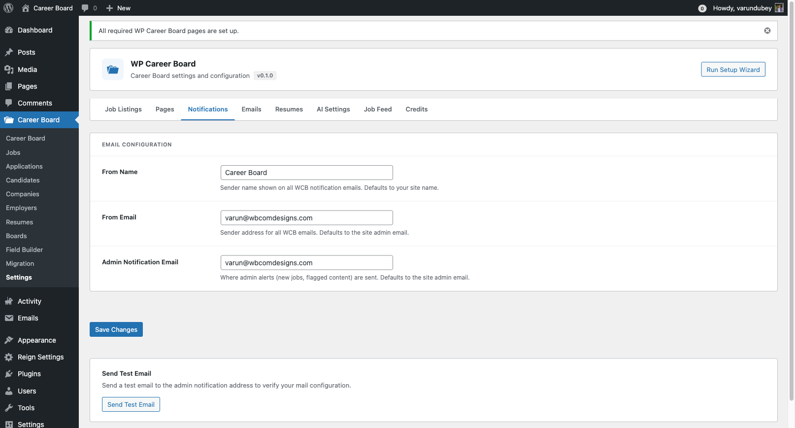 Email Notifications Settings