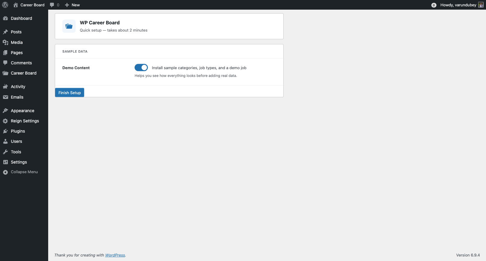 Setup Wizard — Pages Created