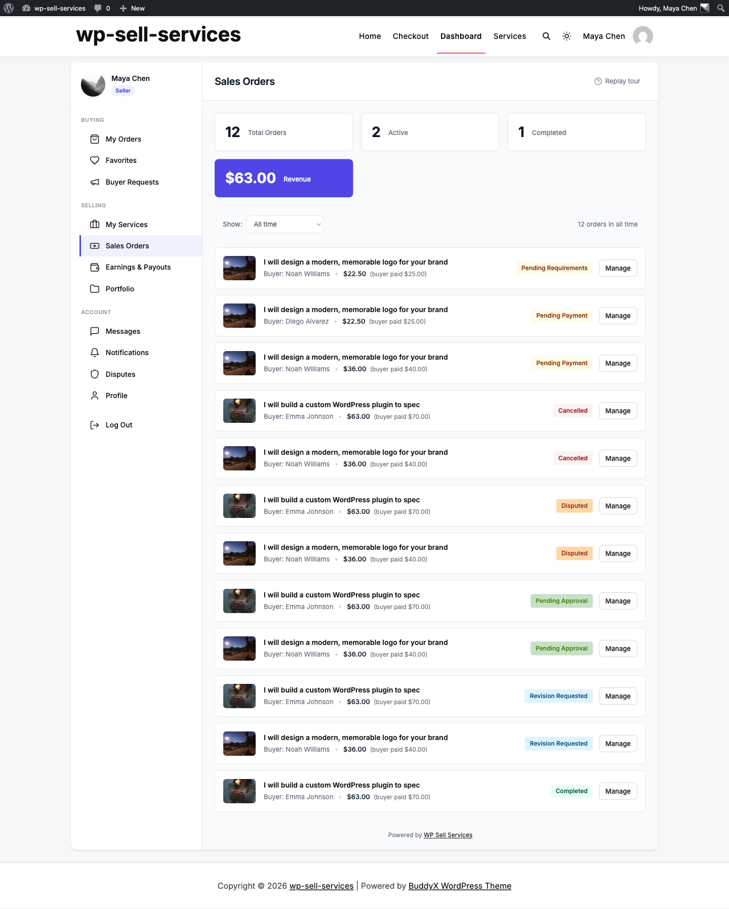 The unified dashboard, seller view