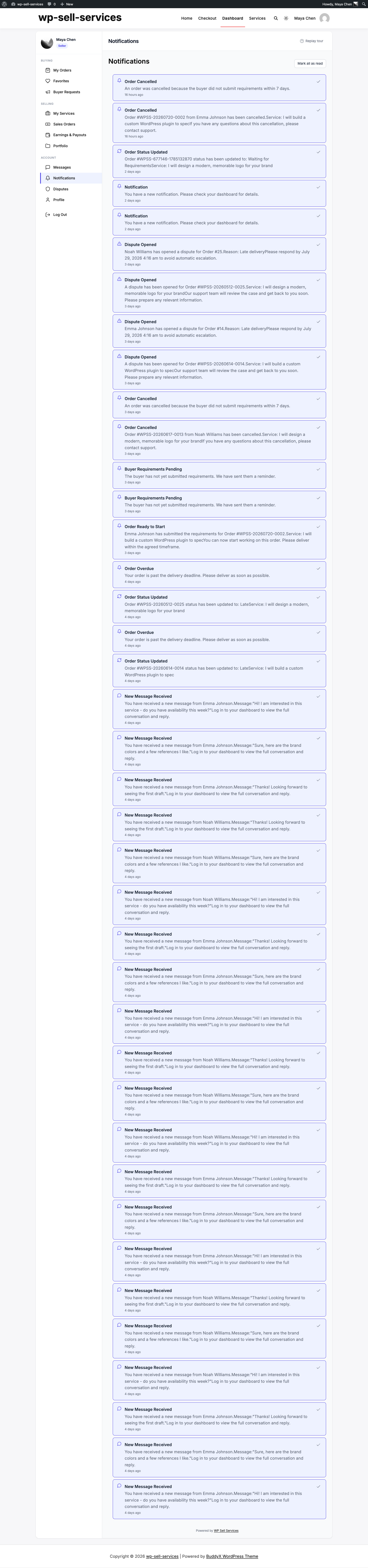 In-app notifications in the dashboard