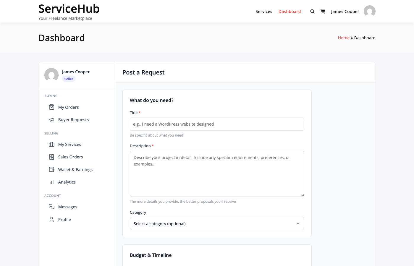 Post a buyer request form