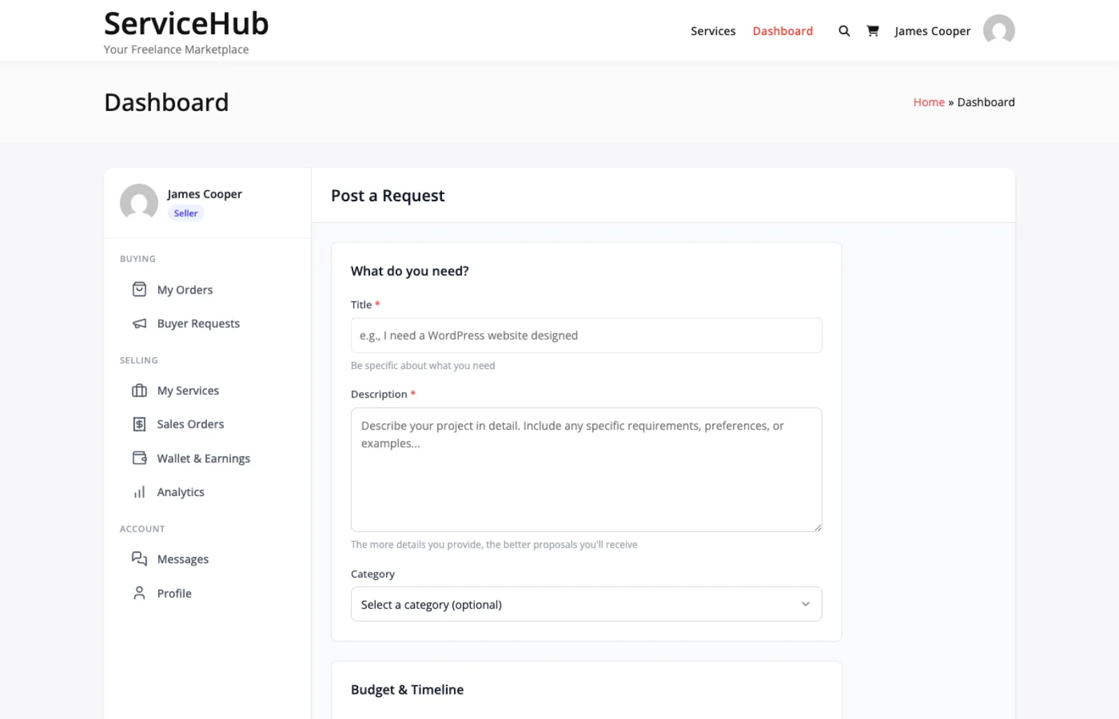 Post a buyer request form