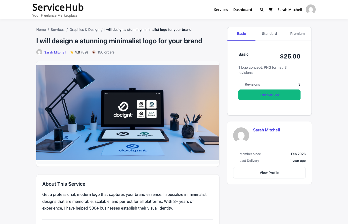 Vendor sidebar on service page