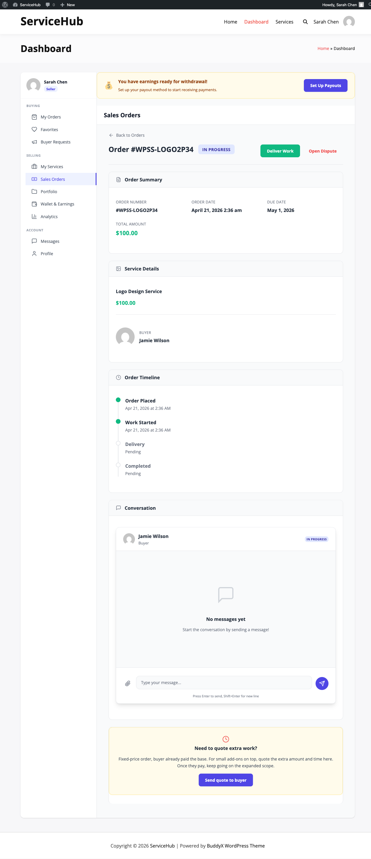 Vendor quoting a paid extension on an in-progress order