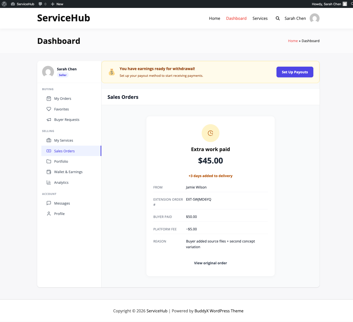 Buyer accepting or declining an extension quote