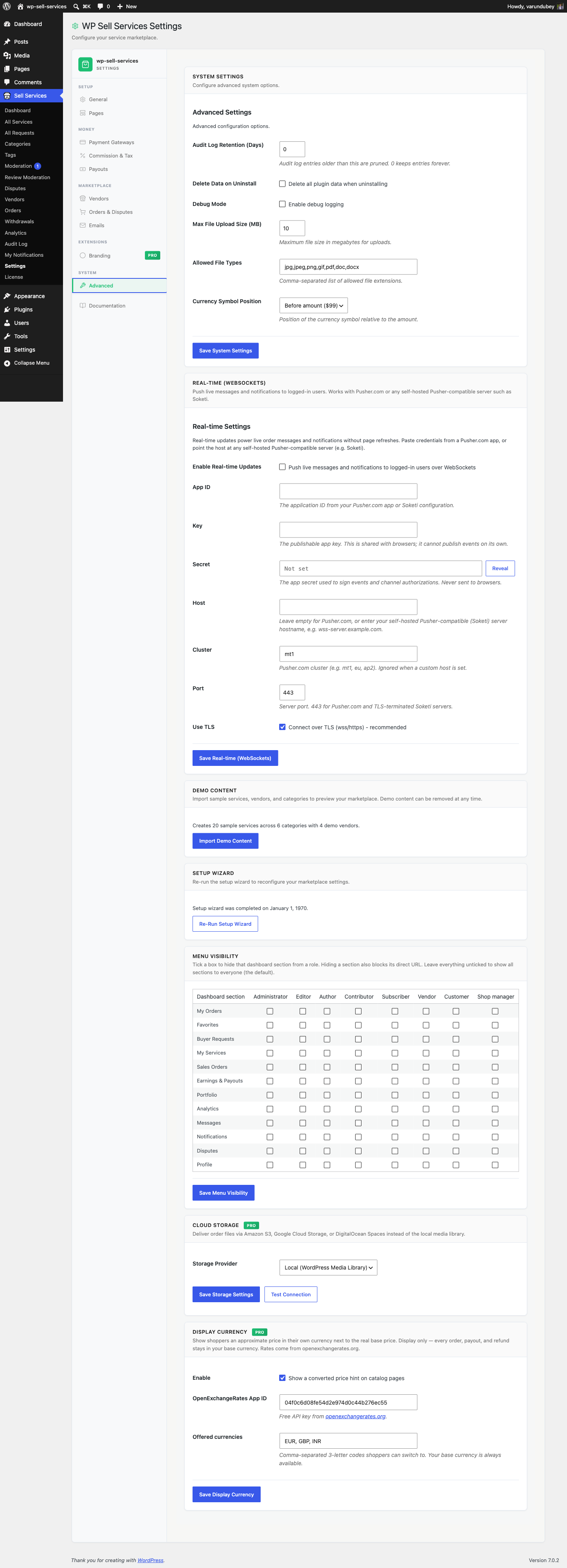 Display Currency settings on the Advanced tab
