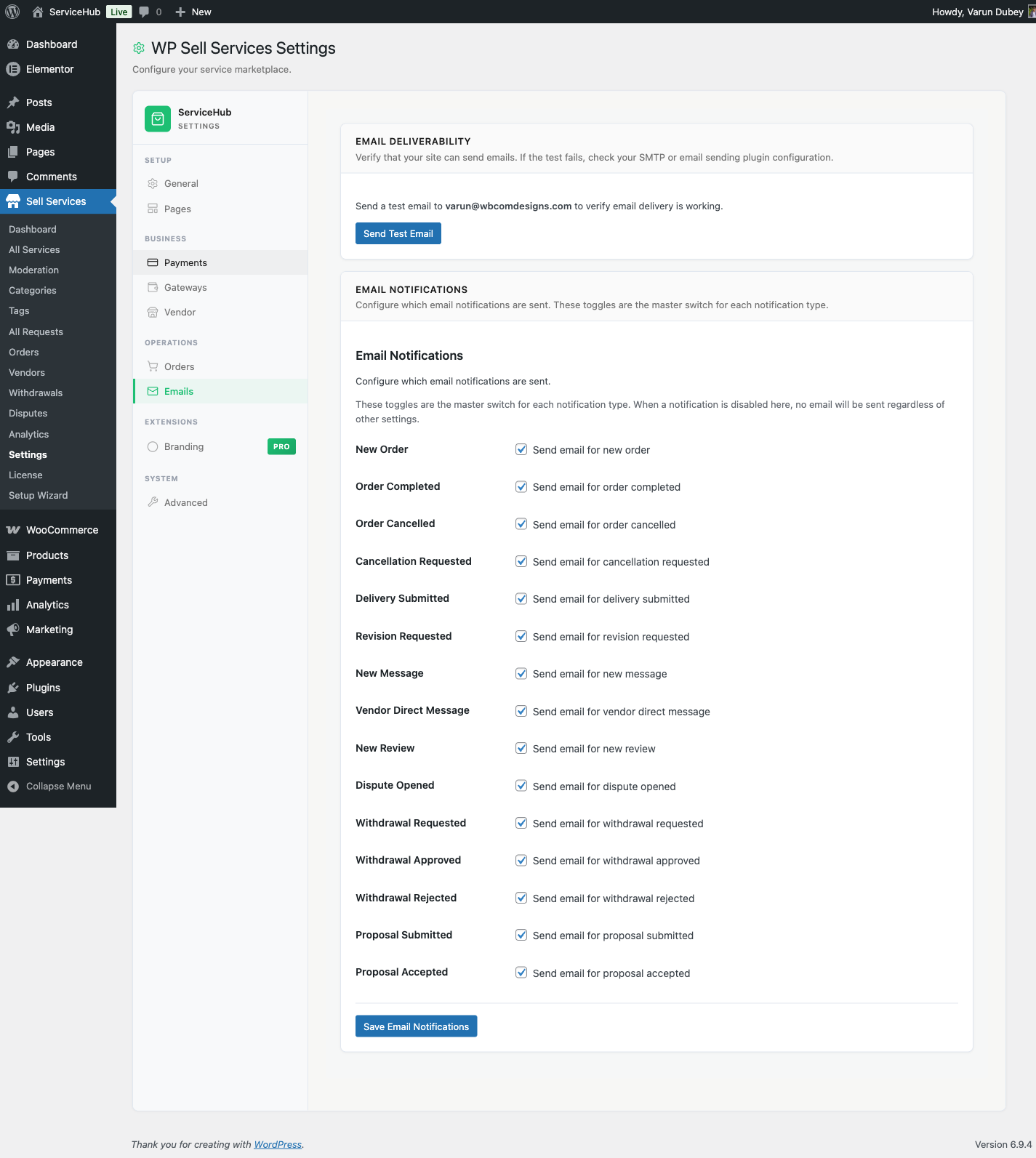 Email Notification Settings