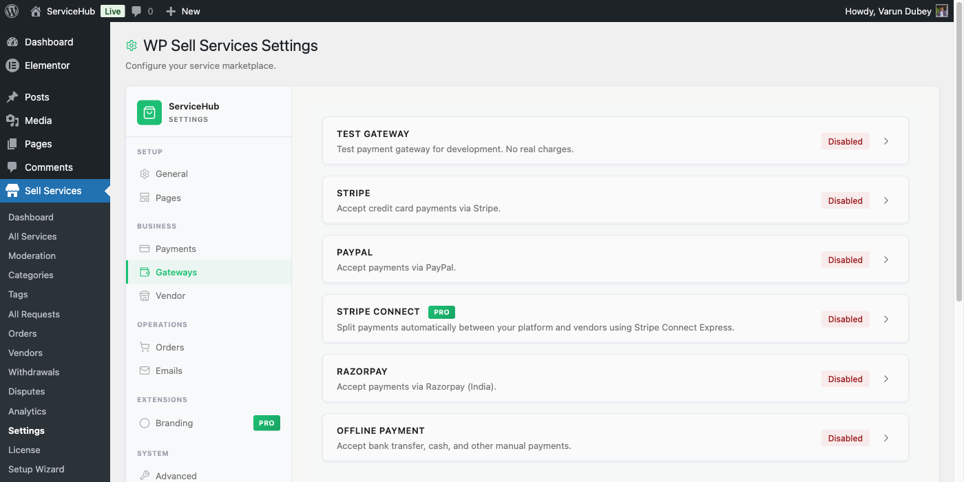 Stripe Gateway Settings