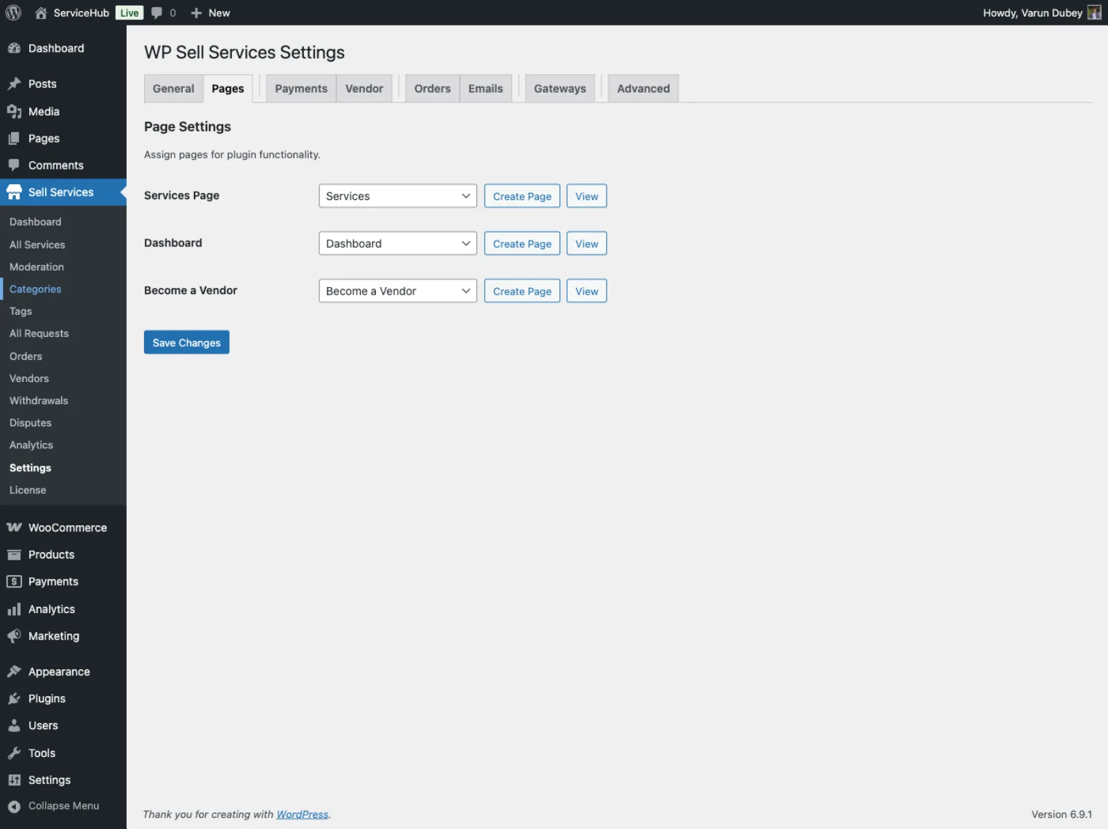 Full pages settings