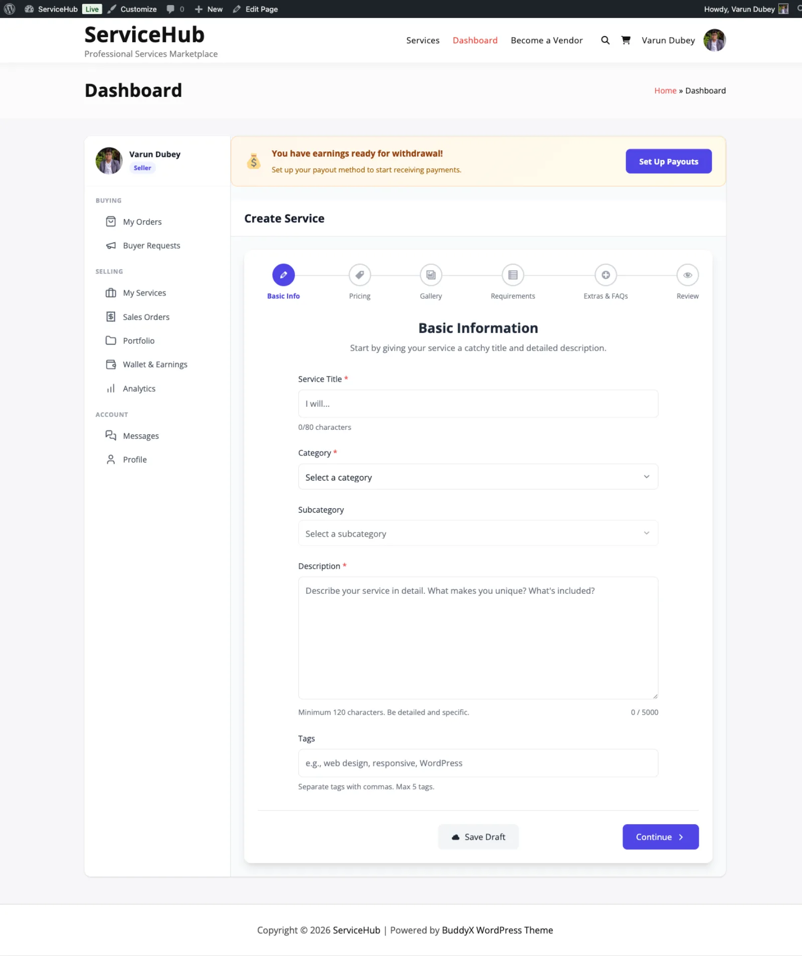 Service Creation Wizard