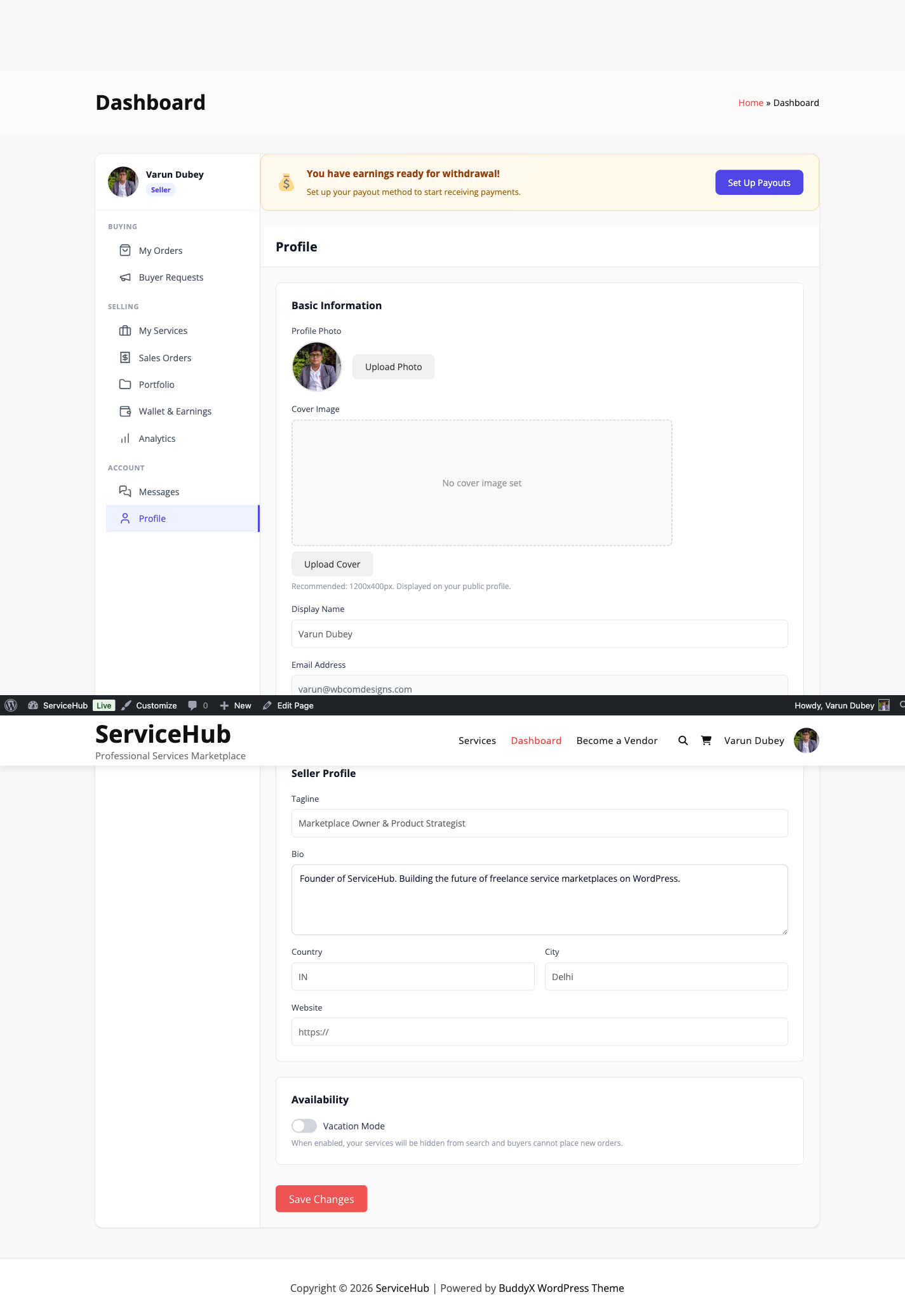 Vacation Mode Toggle