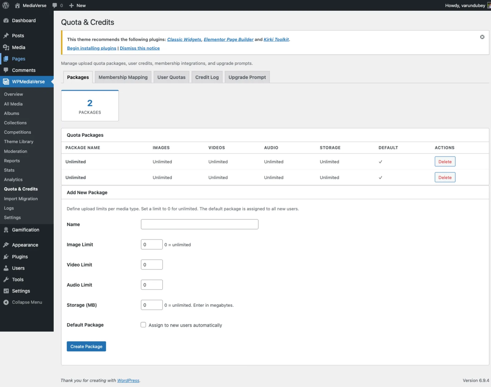 Admin quota management dashboard